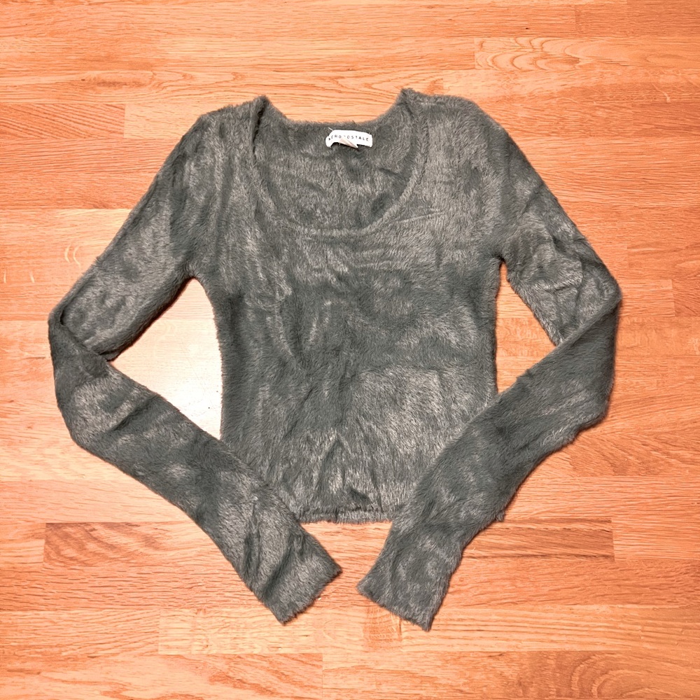 EUC Aeropostale SUPER SOFT Fuzzy Cropped Sweater Green, Size Small